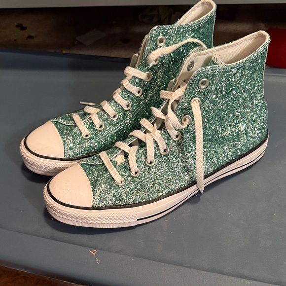 Converse Shoes - Converse Green Glitter High-Top Sneakers